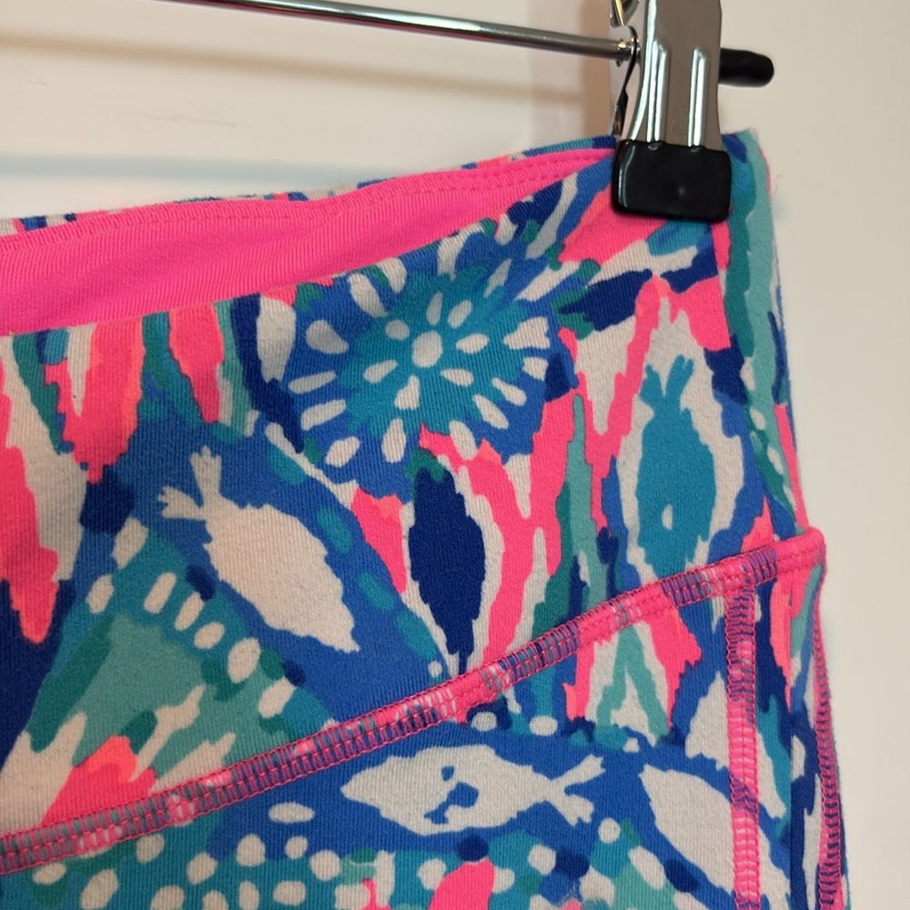Lilly Pulitzer Luxletic Floral Weekender Leggings Tiki Pink And Light Blue Sz S - Picture 6 of 10